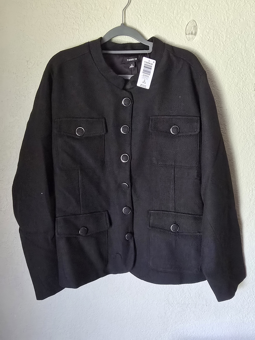 TORRID Black Button-Front Pocket Jacket